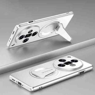 For OPPO Find X7 Ultra Spaceship MagSafe Folding Holder Phone Case(Silver White)