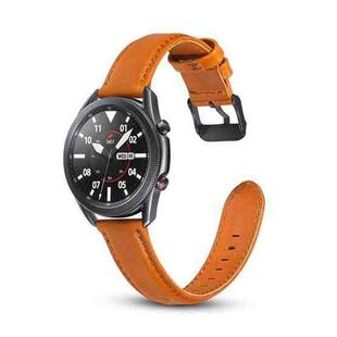 For Samsung Galaxy Watch 3 41mm Flat Texture Leather Watch Band(Orange)