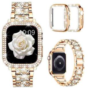For Apple Watch Series 10 42mm xDfind Diamond Jewelry Metal Watch Band with Case(Rose Gold)
