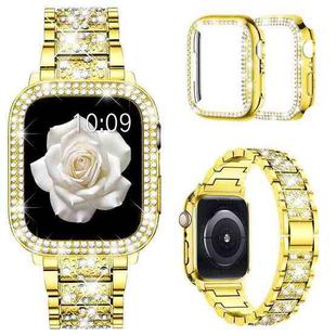 For Apple Watch Series 42mm xDfind Diamond Jewelry Metal Watch Band with Case(Gold)