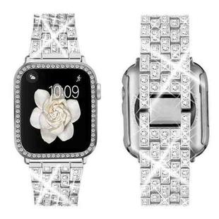 For Apple Watch Series 44mm xDfind Bling Diamond Jewelry Metal Watch Band with Case(Silver)