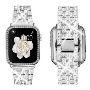 For Apple Watch Series 40mm xDfind Bling Diamond Jewelry Metal Watch Band with Case(Silver)