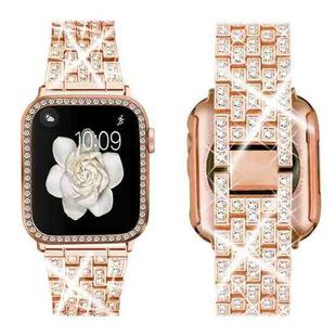 For Apple Watch Series 42mm xDfind Bling Diamond Jewelry Metal Watch Band with Case(Rose Gold)