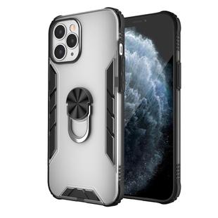 For iPhone 12 Pro Max Magnetic Frosted PC + Matte TPU Shockproof Case with Ring Holder(Milky White)
