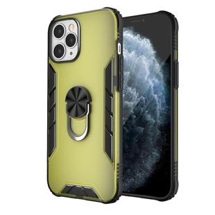 For iPhone 12 Pro Max Magnetic Frosted PC + Matte TPU Shockproof Case with Ring Holder(Olive Yellow)