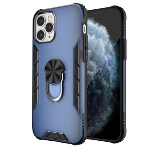 For iPhone 12 / 12 Pro Magnetic Frosted PC + Matte TPU Shockproof Case with Ring Holder(Classic Blue)