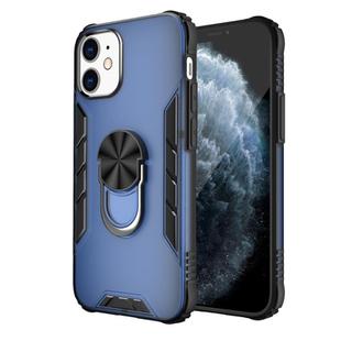 For iPhone 12 mini Magnetic Frosted PC + Matte TPU Shockproof Case with Ring Holder(Classic Blue)
