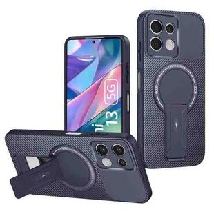 For Redmi Note 13 5G Global Carbon Fiber Texture MagSafe Phone Case with Holder(Blue)