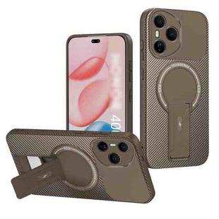 For Honor 400 Pro Global 160.8mm Carbon Fiber Texture MagSafe Phone Case with Holder(Brown)