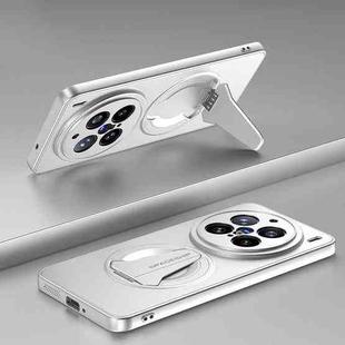 For vivo X200 Pro Spaceship MagSafe Folding Holder Phone Case(Silver White)