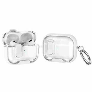 For AirPods Pro Lock Transparent Crystal Bluetooth Earphone Protective Case with Stand(White)