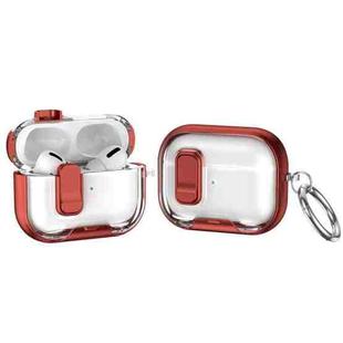 For AirPods Pro Lock Transparent Crystal Bluetooth Earphone Protective Case with Stand(Red)