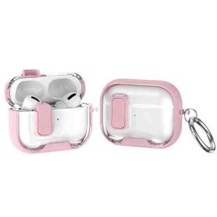 For AirPods Pro Lock Transparent Crystal Bluetooth Earphone Protective Case with Stand(Pink)
