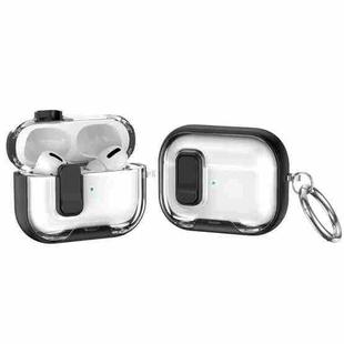 For AirPods Pro Lock Transparent Crystal Bluetooth Earphone Protective Case with Stand(Black)