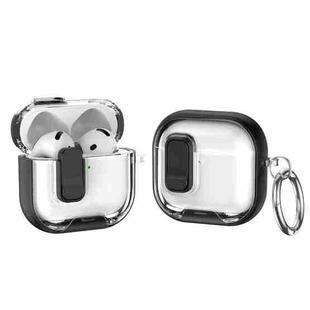 For AirPods 4 Lock Transparent Crystal Bluetooth Earphone Protective Case with Stand(Black)