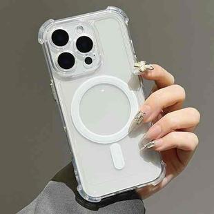 For iPhone 14 Pro Max Electroplating TPU Hybrid PC Four Corners Shockproof MagSafe Phone Case(White)