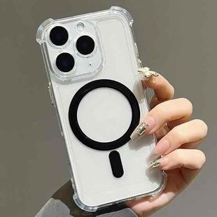 For iPhone 11 Pro Max Electroplating TPU Hybrid PC Four Corners Shockproof MagSafe Phone Case(Black)