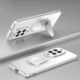 For Huawei nova 14 Ultra Spaceship MagSafe Folding Holder Phone Case(Silver White)