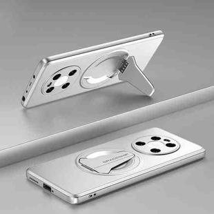 For Huawei Mate 40 Spaceship MagSafe Folding Holder Phone Case(Silver White)