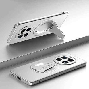 For Huawei Mate 50 Pro Spaceship MagSafe Folding Holder Phone Case(Silver White)