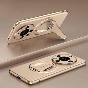 For Huawei Mate 60 Spaceship MagSafe Folding Holder Phone Case(Desert Gold)
