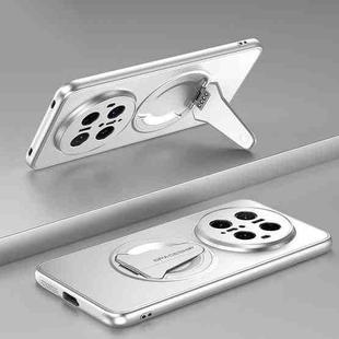 For Huawei Mate 70 Pro Spaceship MagSafe Folding Holder Phone Case(Silver White)