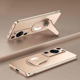 For Huawei P60 / P60 Pro Spaceship MagSafe Folding Holder Phone Case(Desert Gold)