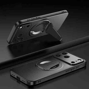 For iPhone 17 Pro Max Spaceship MagSafe Folding Holder Phone Case(Black)
