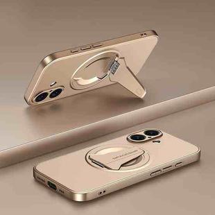 For iPhone 17 Spaceship MagSafe Folding Holder Phone Case(Desert Gold)