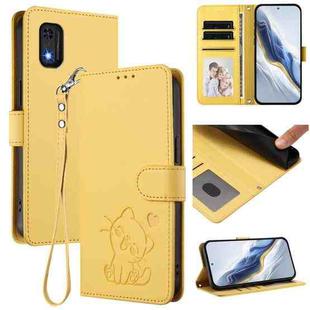 For Itel A23 Pro / A17 / Pop 5C Embossed Heart Cat Leather Phone Case with Hand Strap(Yellow)
