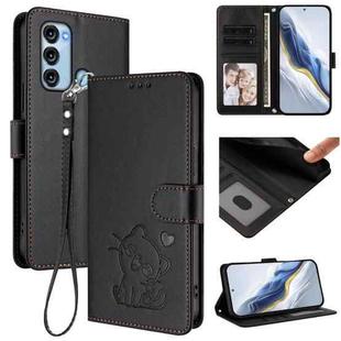 For Itel S17 / S661W / Vision 3 Embossed Heart Cat Leather Phone Case with Hand Strap(Black)