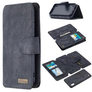 For Samsung Galaxy A10 Detachable Frosted Magnetic Horizontal Flip Leather Case with Card Slots & Holder & Zipper Wallet & Photo Frame(Black Blue)