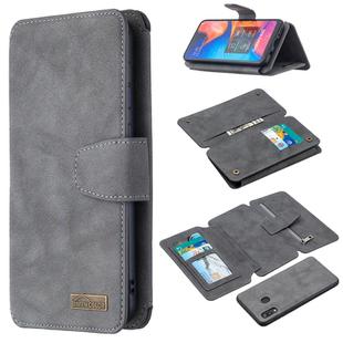 For Samsung Galaxy A20 / A30 Detachable Frosted Magnetic Horizontal Flip Leather Case with Card Slots & Holder & Zipper Wallet & Photo Frame(Grey)