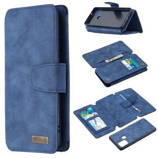 For Samsung Galaxy A21s Detachable Frosted Magnetic Horizontal Flip Leather Case with Card Slots & Holder & Zipper Wallet & Photo Frame(Blue)