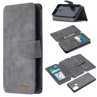 For Samsung Galaxy A21s Detachable Frosted Magnetic Horizontal Flip Leather Case with Card Slots & Holder & Zipper Wallet & Photo Frame(Grey)