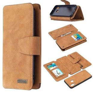 For Samsung Galaxy A40 Detachable Frosted Magnetic Horizontal Flip Leather Case with Card Slots & Holder & Zipper Wallet & Photo Frame(Brown)