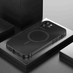 For iPhone 12 Pro Spring Buckle MagSafe Magnetic Metal Phone Case(Black)