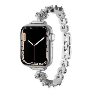 For Apple Watch 42 / 44 / 45 / 46 / 49mm xDfind Four-leaf Clover Diamond Metal Watch Band(Silver)