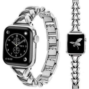 For Apple Watch 38 / 40 / 41 / S10 42mm xDfind V-shaped Metal Watch Band(Silver)
