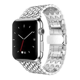 For Apple Watch 42 / 44 / 45 / 46 / 49mm xDfind Dragon Texture Metal Watch Band(Silver)