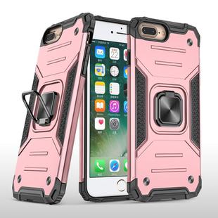 For iPhone 8 Plus & 7 Plus  Magnetic Armor Shockproof TPU + PC Case with Metal Ring Holder(Rose Gold)