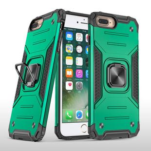 For iPhone 8 Plus & 7 Plus  Magnetic Armor Shockproof TPU + PC Case with Metal Ring Holder(Deep Green)