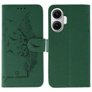 For Redmi Turbo 4 Pro 5G / Poco F7 Feather Pattern Litchi Texture Leather Phone Case(Green)