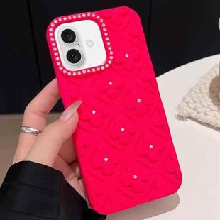 For iPhone 16 Plus Oil-sprayed 3D Flower Diamond TPU Phone Case(Rose Red)