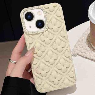 For iPhone 15 Plus Oil-sprayed 3D Flower Diamond TPU Phone Case(White)