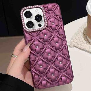 For iPhone 14 Pro Max Oil-sprayed 3D Flower Diamond TPU Phone Case(Dark Purple)