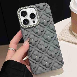 For iPhone 13 Pro Oil-sprayed 3D Flower Diamond TPU Phone Case(Grey)