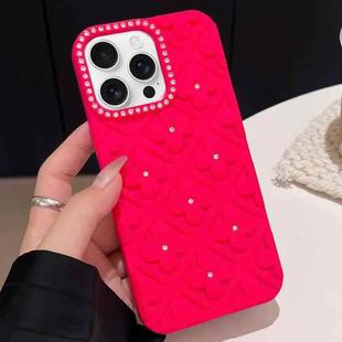 For iPhone 12 Pro Oil-sprayed 3D Flower Diamond TPU Phone Case(Rose Red)