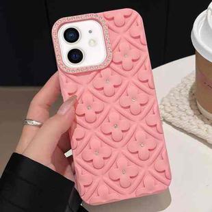 For iPhone 11 Oil-sprayed 3D Flower Diamond TPU Phone Case(Pink)