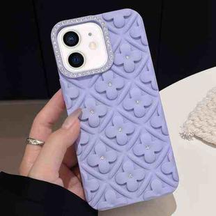 For iPhone 11 Oil-sprayed 3D Flower Diamond TPU Phone Case(Light Purple)